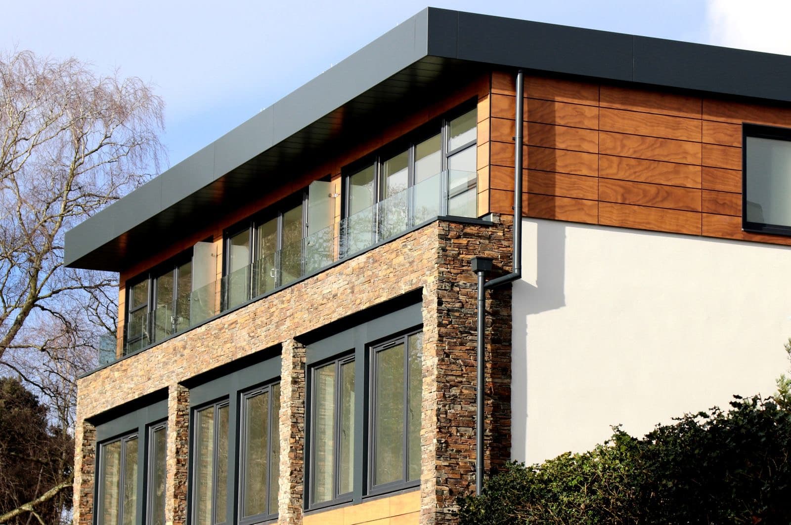 A modern British home on a clear day